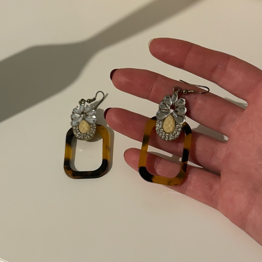 J.Crew tortoise and crystal earrings